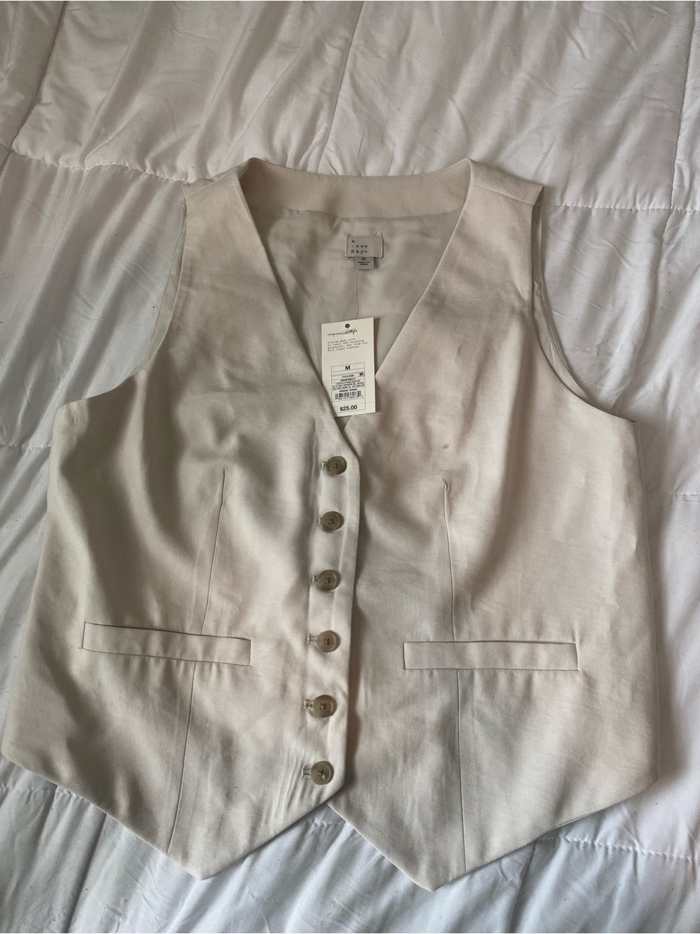 a new day Cream Button-Front Vest